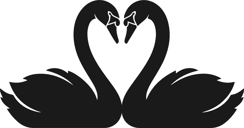 Swan couple heart silhouette Free SVG File for Members - Valentine’s Swan clipart