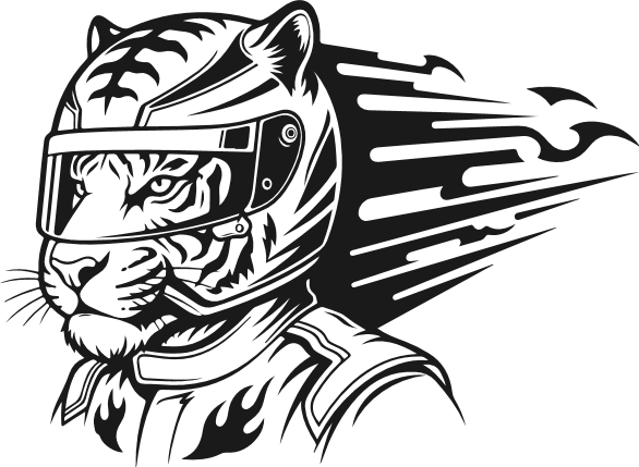 Tiger head wearing a racing helmet with speed flames Free SVG File – tiger mascot clipart