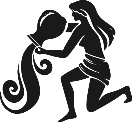 Aquarius Water Bearer silhouette Free SVG File for Members - Zodiac sign pitcher clipart