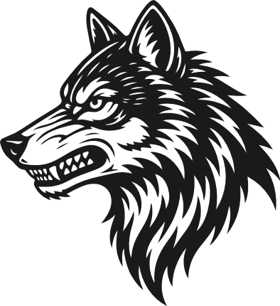Fierce Wolf Head silhouette Free SVG File - wild animal, wolf clipart image