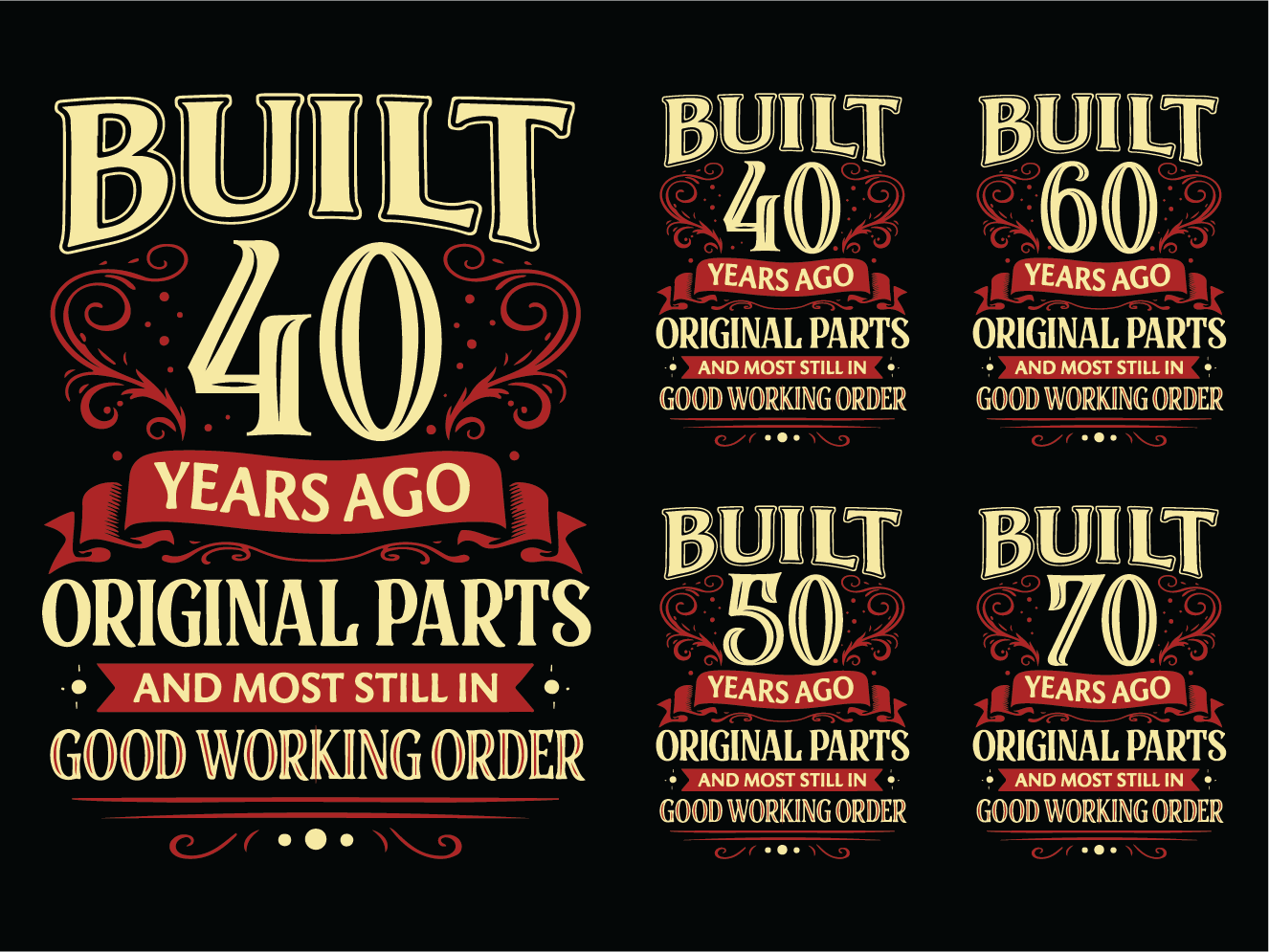 Built 40–70 Years Ago Free SVG File Bundle for Members – vintage birthday design