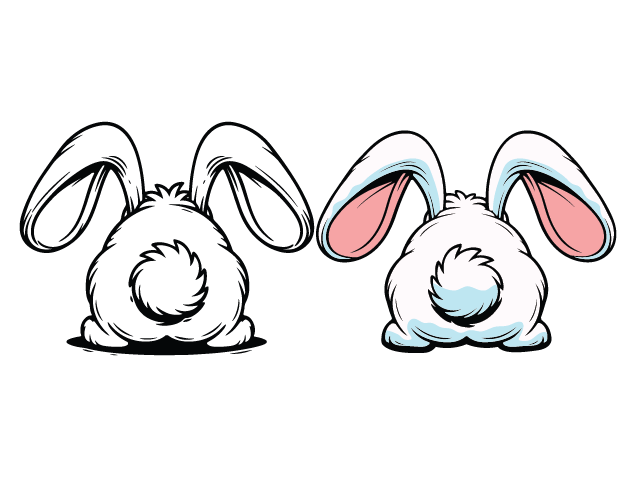 Cute Cartoon Rabbit back butt view Free SVG File for Members – Easter Bunny Clipart