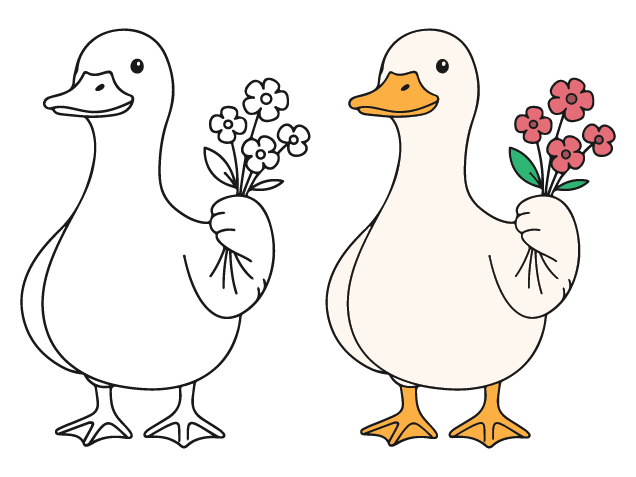 Cute Duck holding flowers Free SVG File for Members – Valentine's Duck clipart