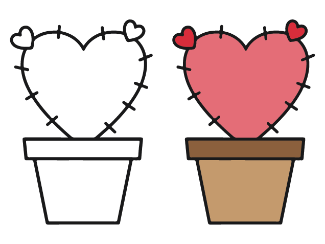 Heart Cactus Planter Free SVG File – Cute Valentine cactus heart clipart