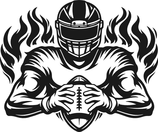 American Football Player on fire Free SVG File – football clipart image