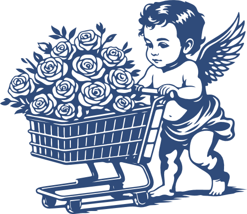 Angel Cupid with Flowers Cart Free SVG File for Members – Valentine cupid clipart