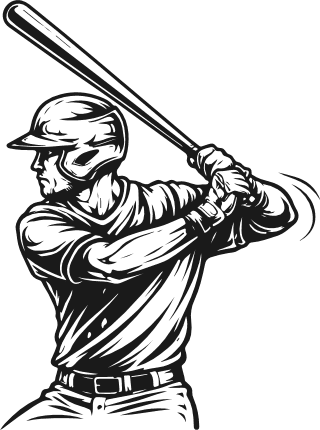 Baseball Player Swinging Bat Free SVG File – Sports, Baseball clipart image