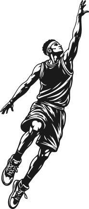 Basketball Player Slam Dunk Free SVG File for Members – Athlete Jump Shot clipart