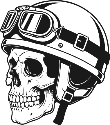Biker Skull with helmet and goggles Free SVG File – Motorcycle rider skull clipart