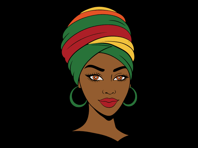 Bold Black Woman With Turban and earrings Free SVG File for Members – Afro girl clipart