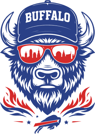 Buffalo with sunglasses and cap Free SVG File for Members – Football mascot design