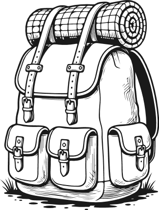 Camping Bag with Bedroll Free SVG File for Members – Outdoor backpack clipart