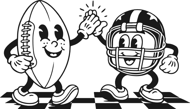 Cartoon Character Football High Five Free SVG File – Cheerful Football mascot clipart
