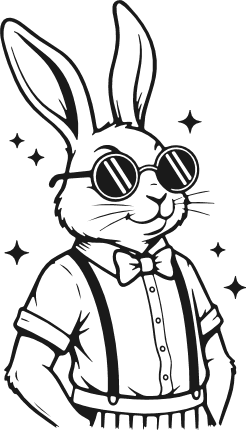 Cool Stylish Bunny in sunglasses, and suspenders Free SVG File – Easter bunny clipart