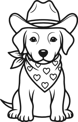 Cowboy Hat Dog wearing bandana Free SVG File – western dog clipart