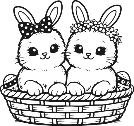 Cute Easter Bunnies in a basket Free SVG File – Easter bunny clipart