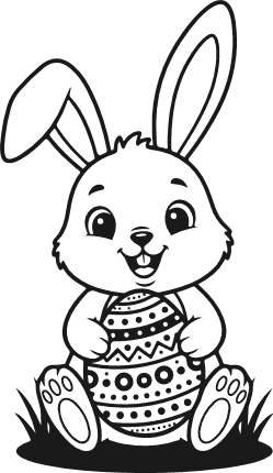 Adorable Rabbit Holding an Egg Free SVG File for Members – Easter bunny clipart