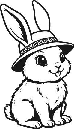 Cute Rabbit wearing a brimmed hat Free SVG File for Members – Easter bunny clipart