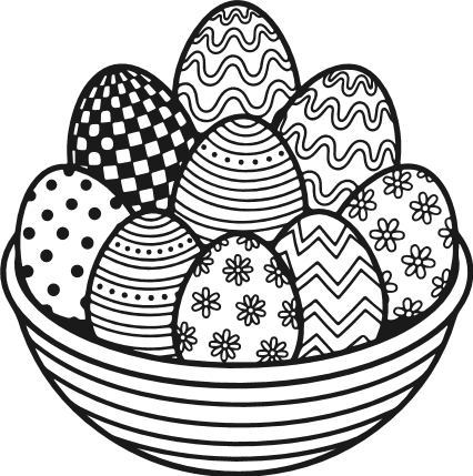 Decorated Easter Eggs in a basket Free SVG File for Members – Easter eggs clipart