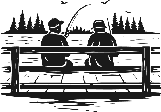 Fisherman holding fishing hook at a peaceful lake Free SVG File – Fishing clipart image