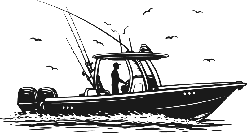 A man driving a sportfishing boat Free SVG File – sportfisher yacht clipart image