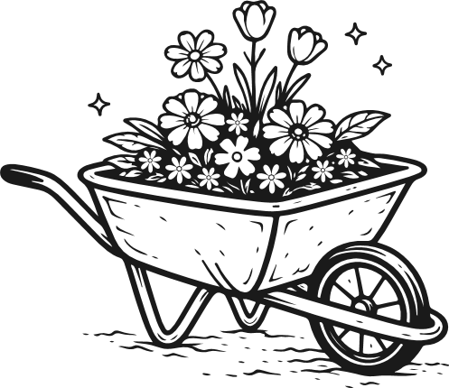 Wheelbarrow filled with flowers Free SVG File for Members – Gardening clipart
