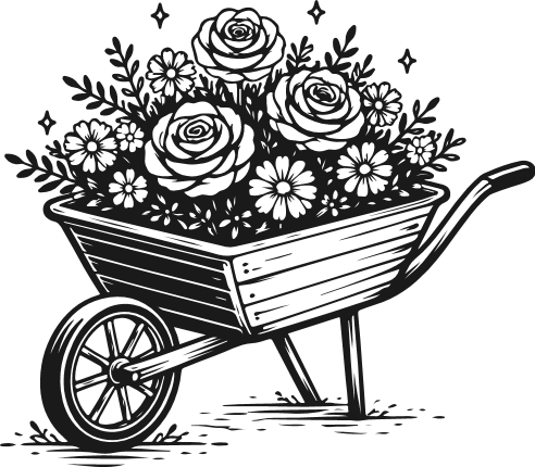Wheelbarrow filled with flowers Free SVG File – Gardening clipart