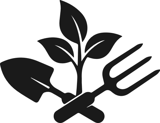 Shovel, Pitchfork and Sprout silhouette Free SVG File – Gardening Clipart