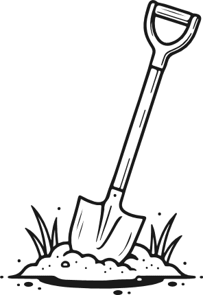 Garden Shovel stuck in a small mound of dirt Free SVG File – Gardening Tool Clipart
