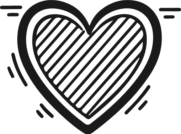 Hand Drawn Striped Heart Free SVG File – minimalist heart clipart image