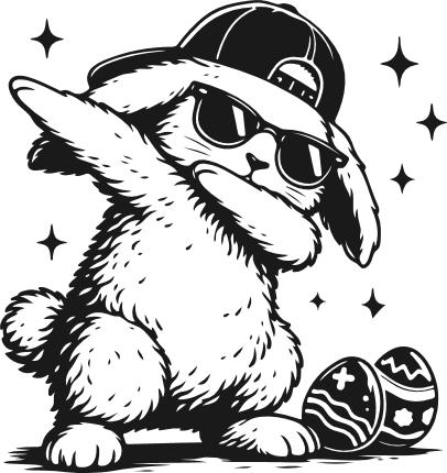 Dabbing Easter Bunny wearing sunglasses and cap Free SVG File – Easter Bunny clipart image
