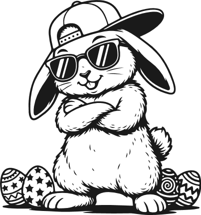 Cool Bunny wearing sunglasses and cap Free SVG File – Easter Bunny clipart