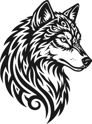 Tribal Husky Head Free SVG File for Members – tattoo style husky dog clipart image