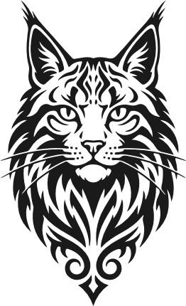 Tribal Cat head Free SVG File for Members – long hair cat clipart