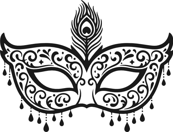Mardi Gras Mask with Feather and beads Free SVG File – Carnival Mask clipart