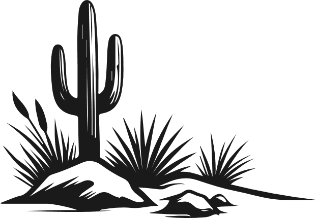 Cactus surrounded by desert plants Free SVG File – mojave cactus clipart