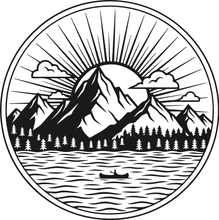 Mountains and Lake scene frame Free SVG File for Members – Outdoor clipart