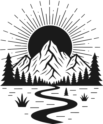 Mountain Sunset and river scene Free SVG File – nature wall art