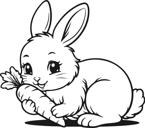 Adorable Rabbit Holding a Carrot Free SVG File for Members – Easter Bunny clipart