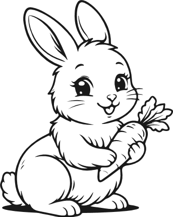 Cute Rabbit Holding a Carrot Free SVG File for Members – Easter Bunny with carrot clipart