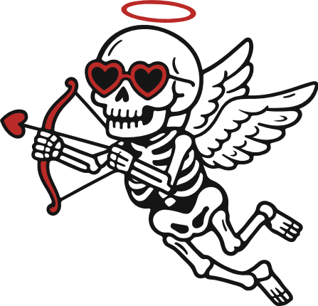 Skeleton Cupid with halo and heart sunglasses Free SVG File for Members – Valentine cupid clipart