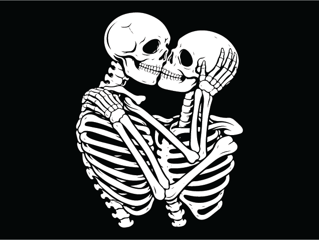 Romantic Skeleton making love Free SVG File for Members – Valentine's skeleton clipart