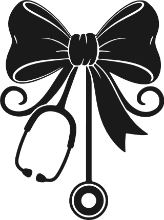 Stethoscope with Ribbon Bow silhouette Free SVG File – nurse appreciation clipart