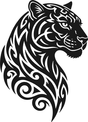 Tribal Jaguar silhouette Free SVG File – tattoo style tiger clipart image