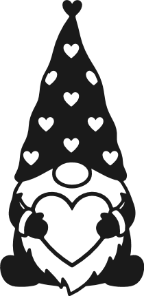 Adorable Gnome Holding Heart Free SVG File - Valentine's Gnome clipart image