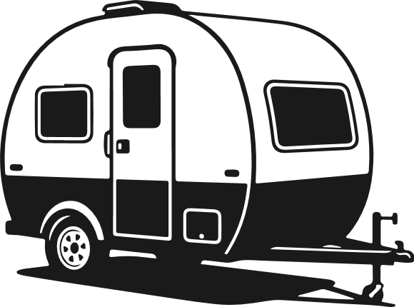 Small Caravan silhouette Free SVG File for Members - camping clipart image