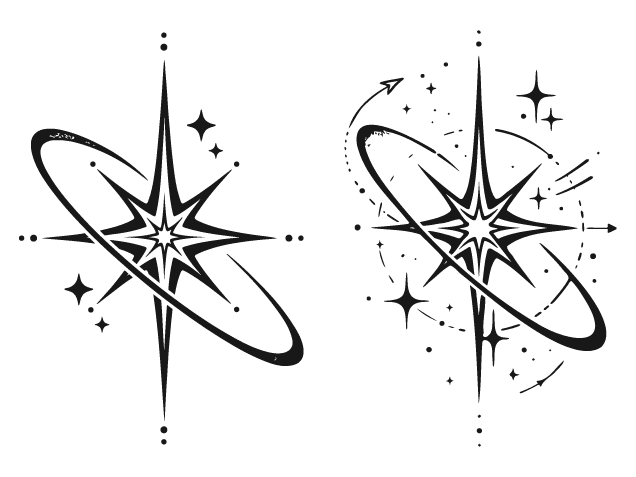 Minimalist starburst Free SVG File – Orbit Star clipart image