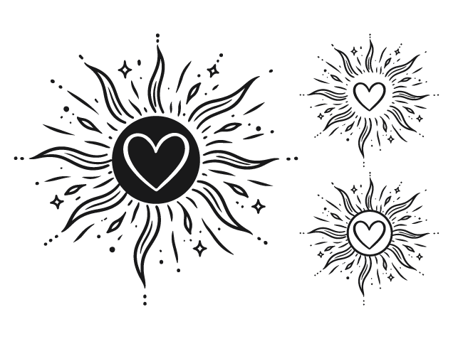 Mystical Sunburst Heart Free SVG File Bundle – abstract sun clipart