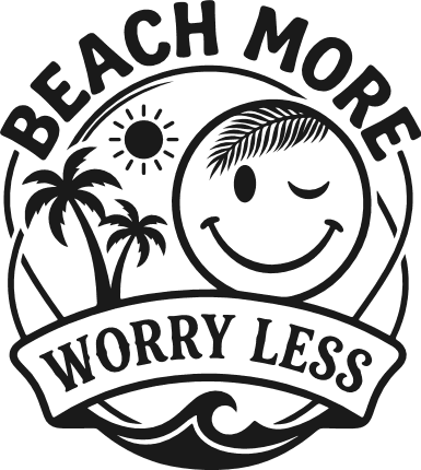 Beach More, Worry Less Free SVG File – funny summer quote