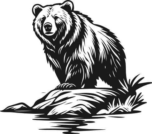 Grizzly Bear Standing on Rock Free SVG File for Members – Bear Clipart